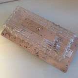 Rectangular wall lamp in brushed glass and metal / vintage 60s-70s