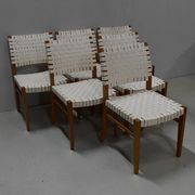 Suite de 6 chaises vintage en hêtre clair fin XXe