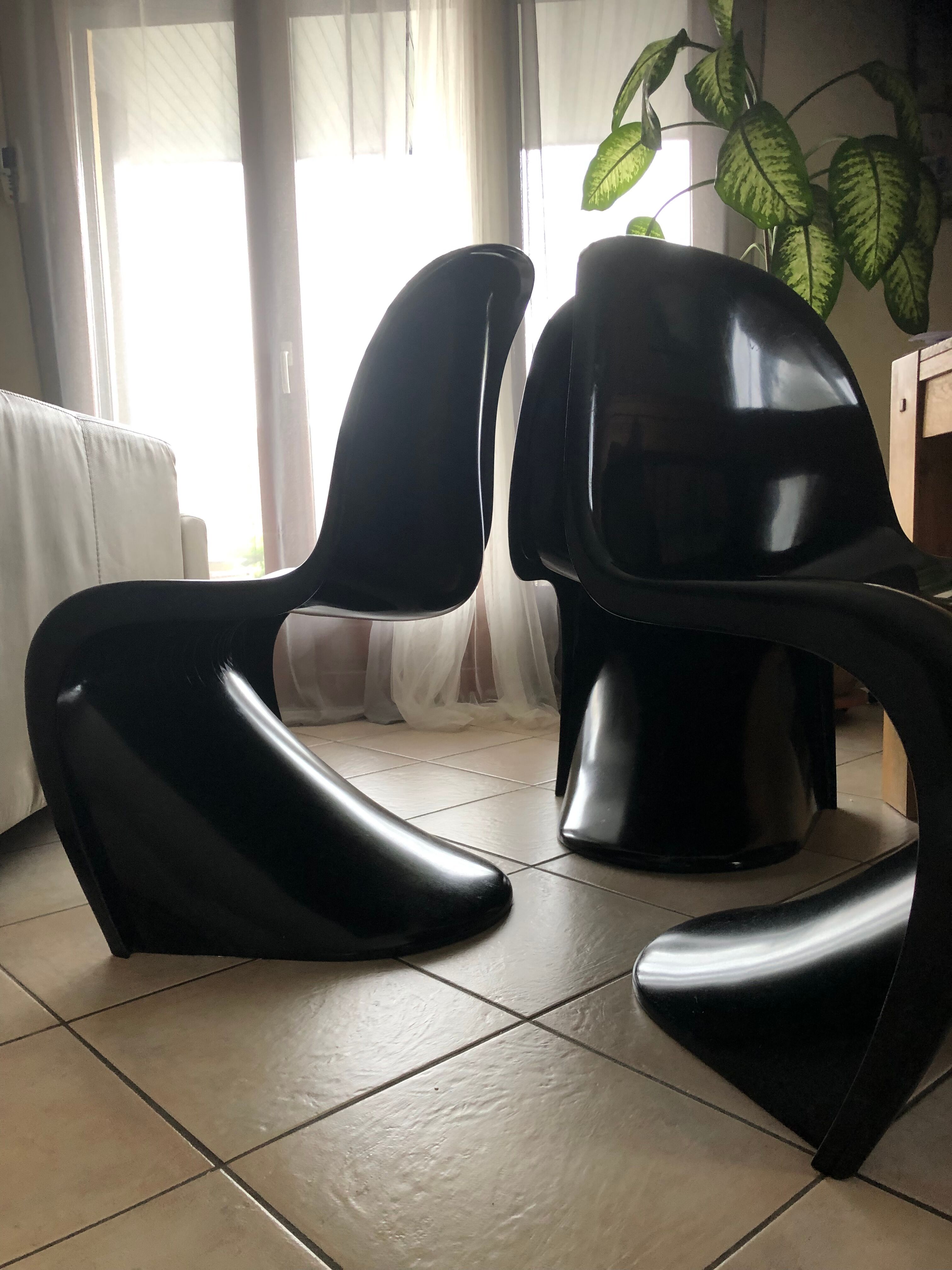 Set of 3 chairs Vintage black Verner Panton