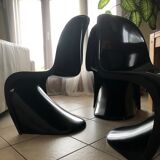 Set of 3 chairs Vintage black Verner Panton
