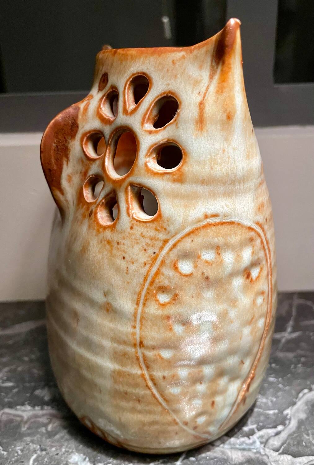 Vintage owl ceramic vase