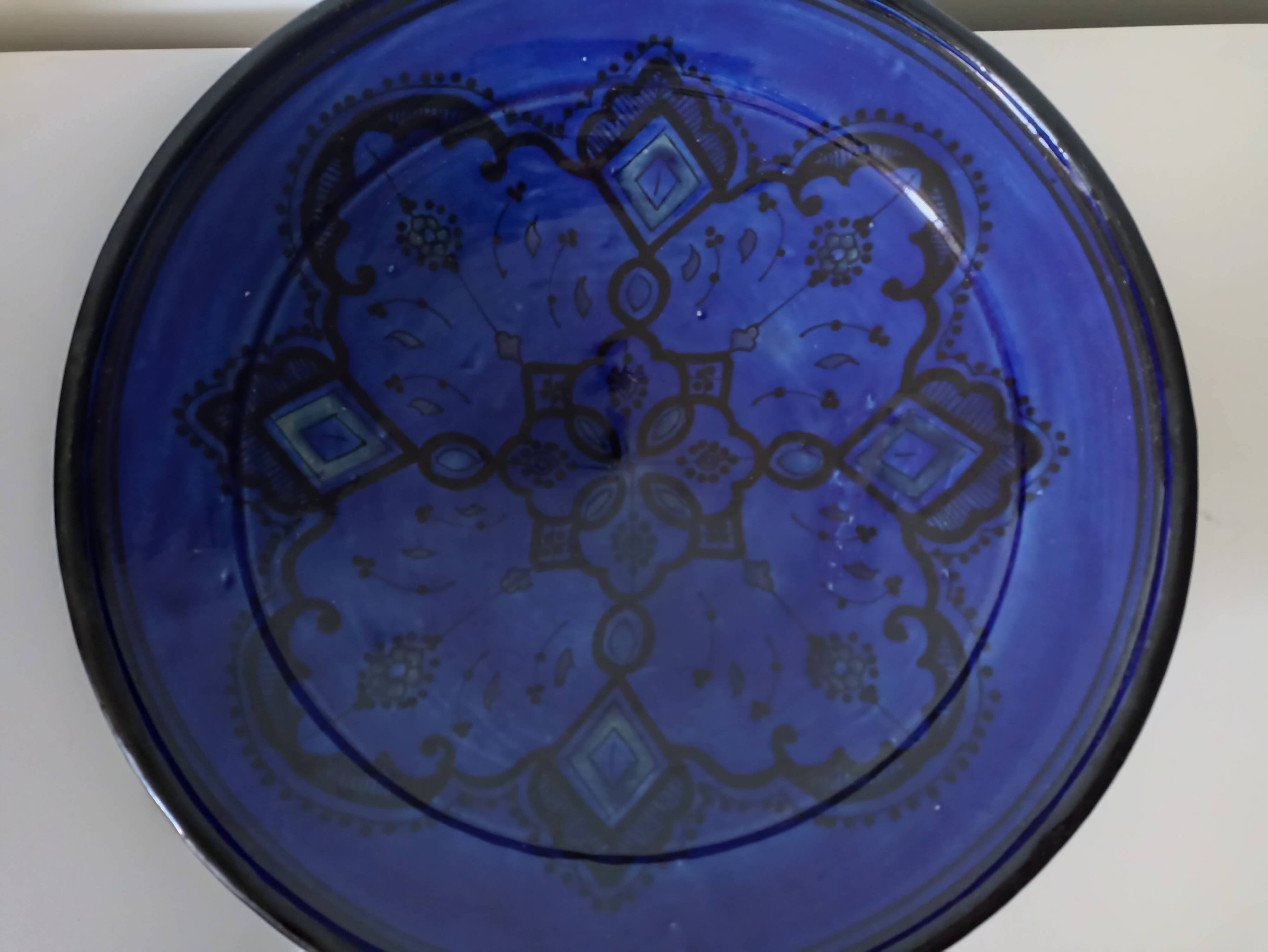Very large blue Moroccan dish Majorelle