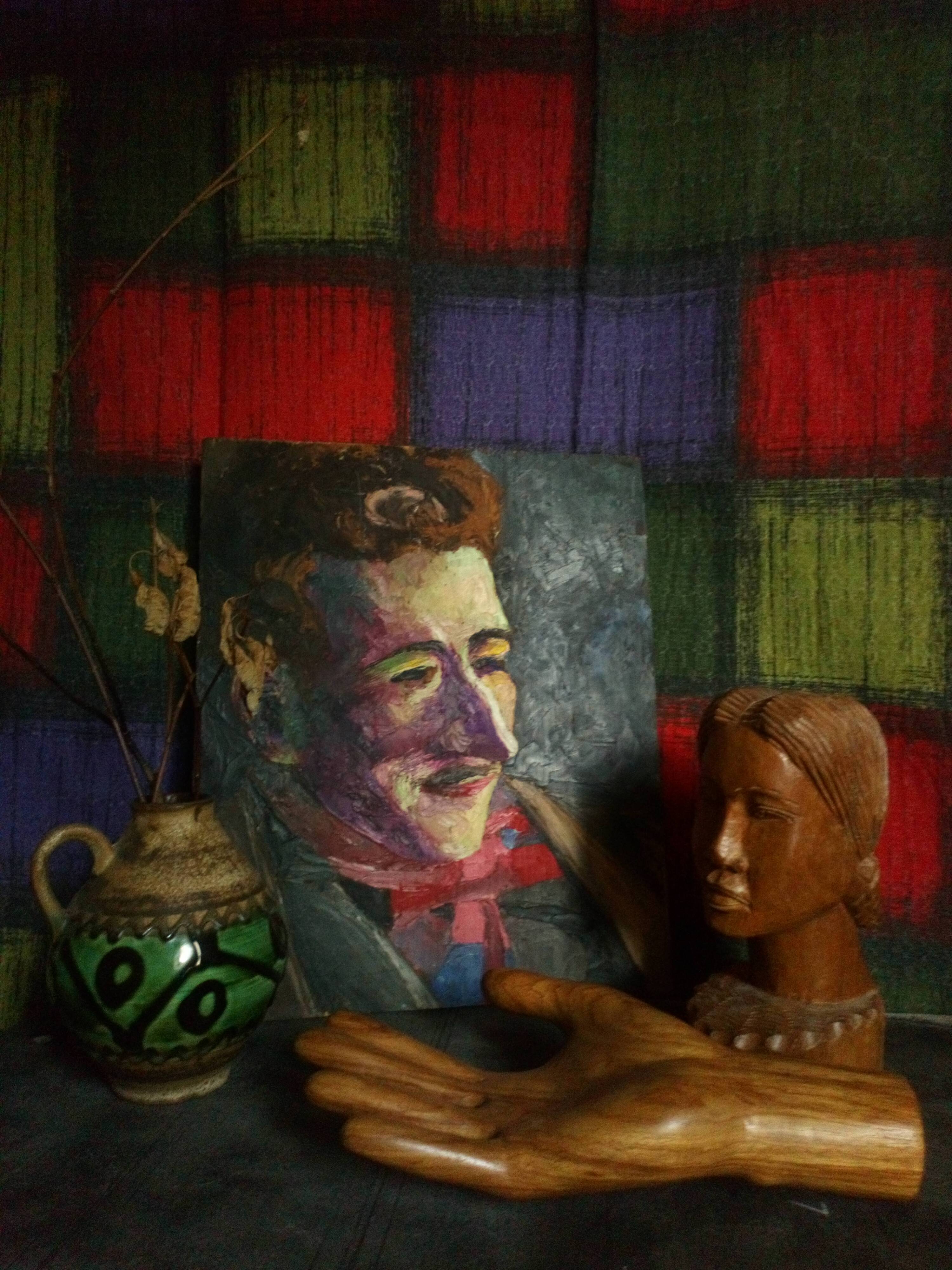 Painting portrait of a Dandy with oil on wood