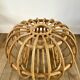 Designer round coffee table in rattan and smoked glass 1970