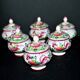 Set of 6 antique earthenware cream pots at the Coq Faïencerie de l'Est