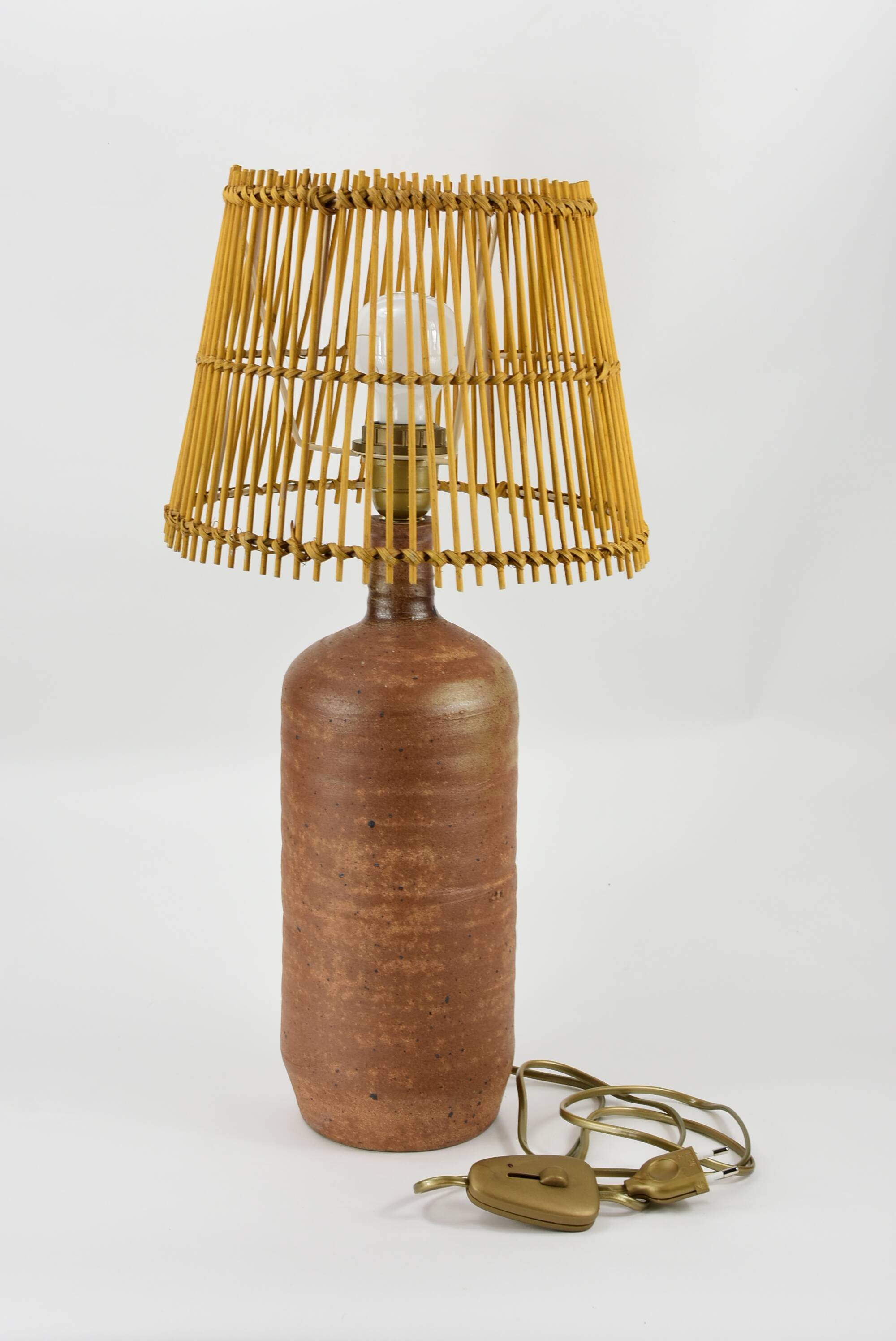 Brown stoneware lamp