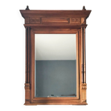 Oak overmantel mirror and beveled mirror