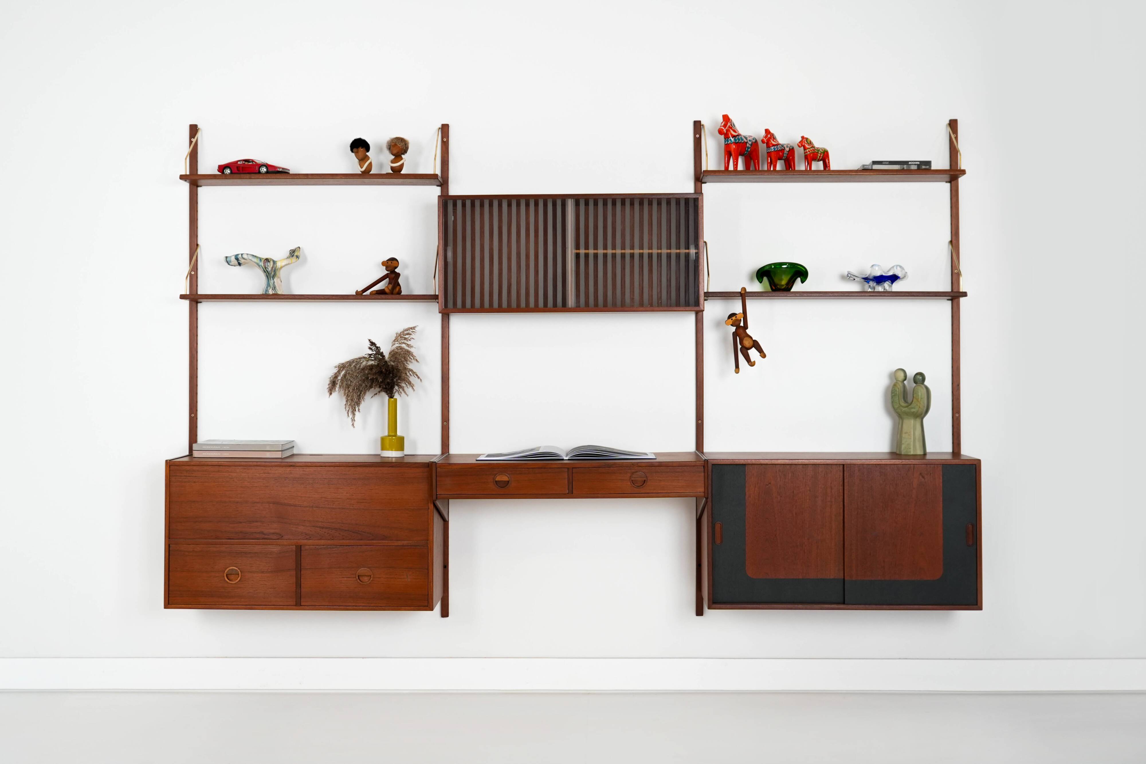 Teak modular shelving unit, Danish design, 1960s, manufactured by Hansen &