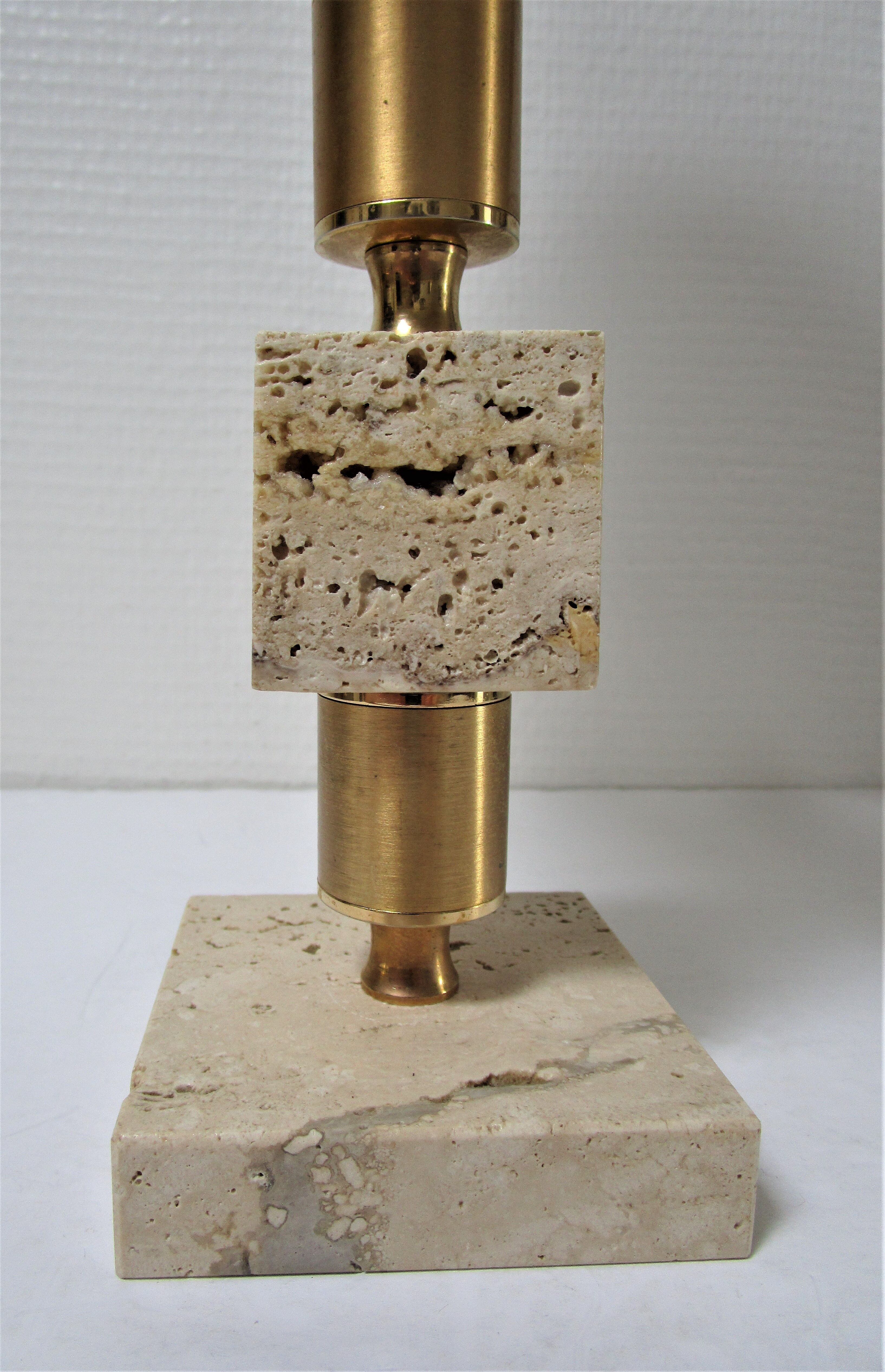Travertine lamp and  gilded steel 70