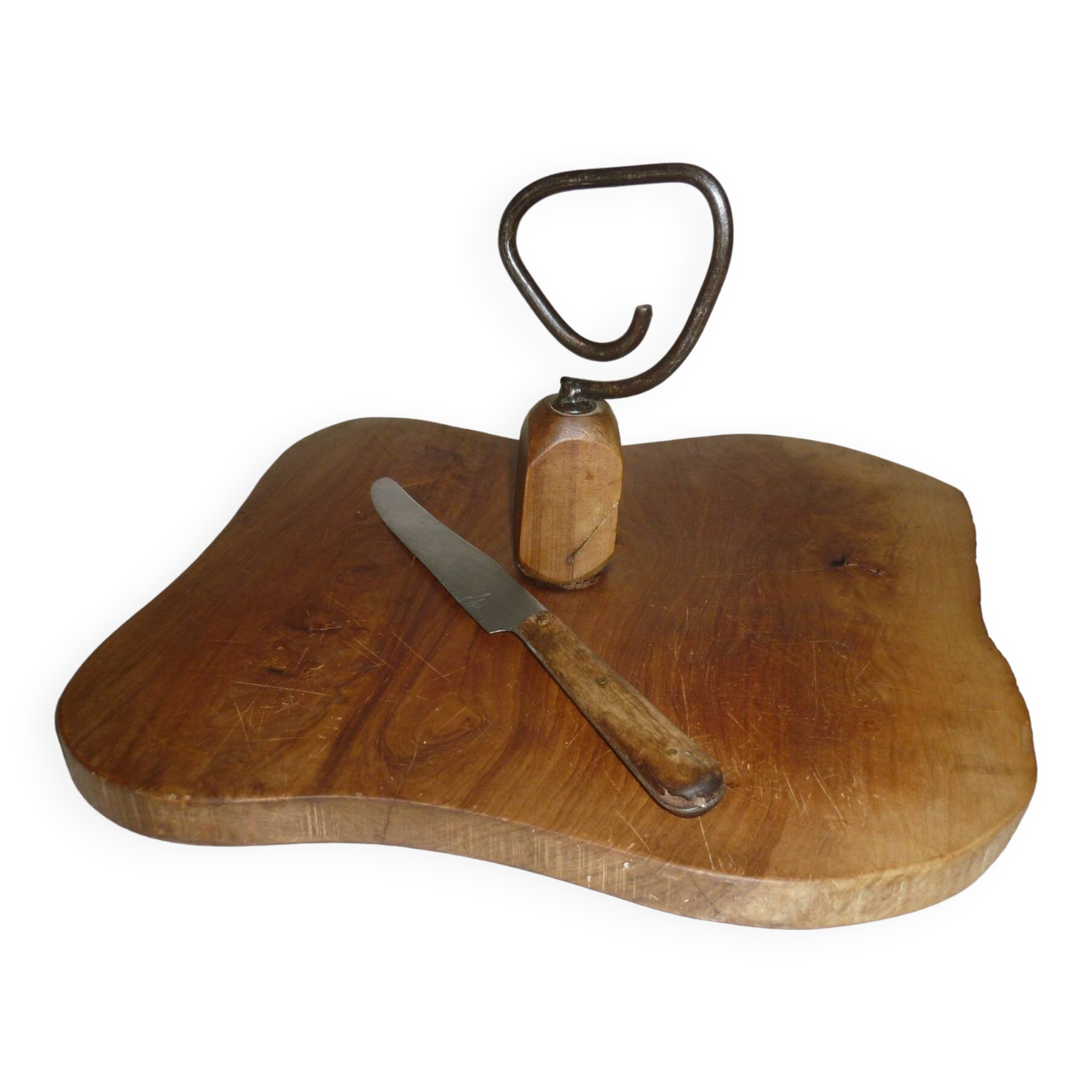 Cheese or charcurie tray in brutalist olive wood