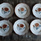 Set of 6 old dessert plates Digoin sarreguemines
