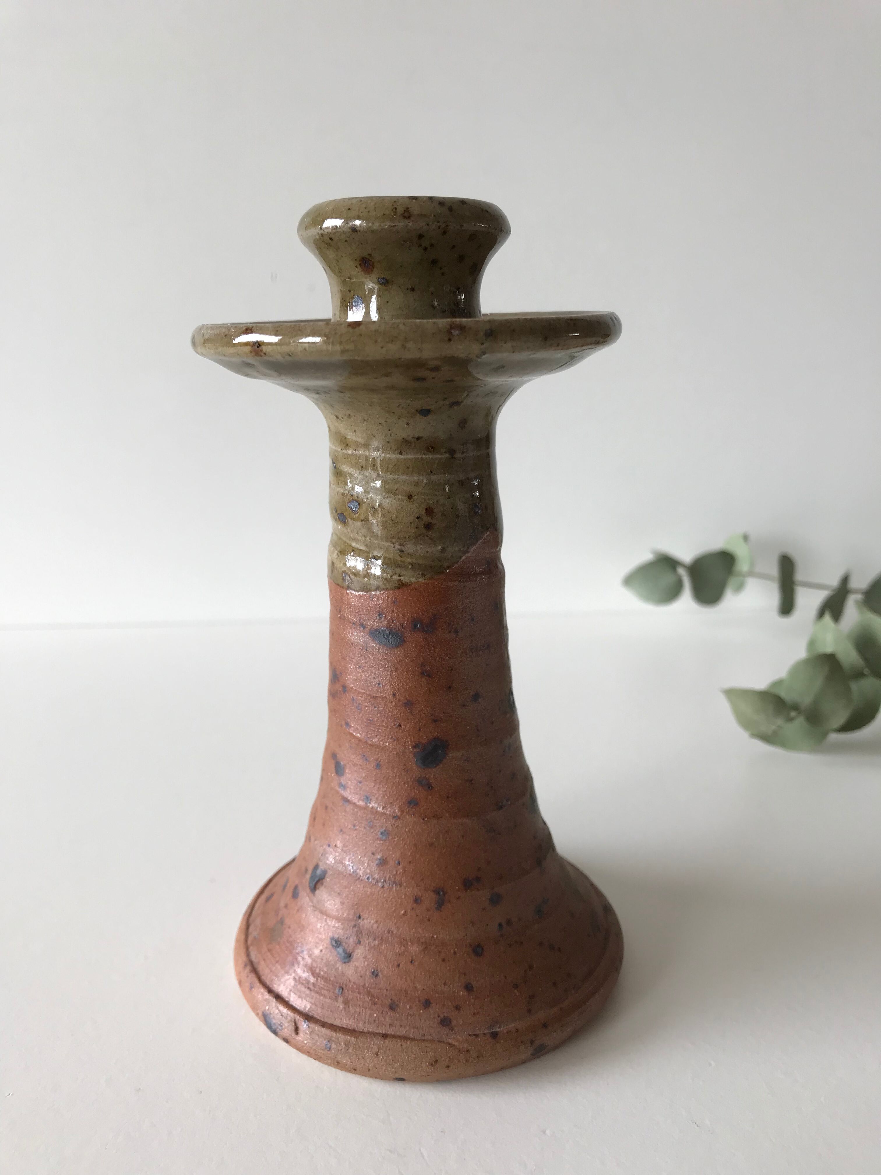 Stoneware vintage candlestick