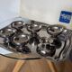 6 stainless steel ice bowls and Rémy Letang tray
