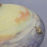 Lampe de table Muller Frères, France, avec pied en laiton et abat-jour en pâte de verre, style Art déco vers 1930