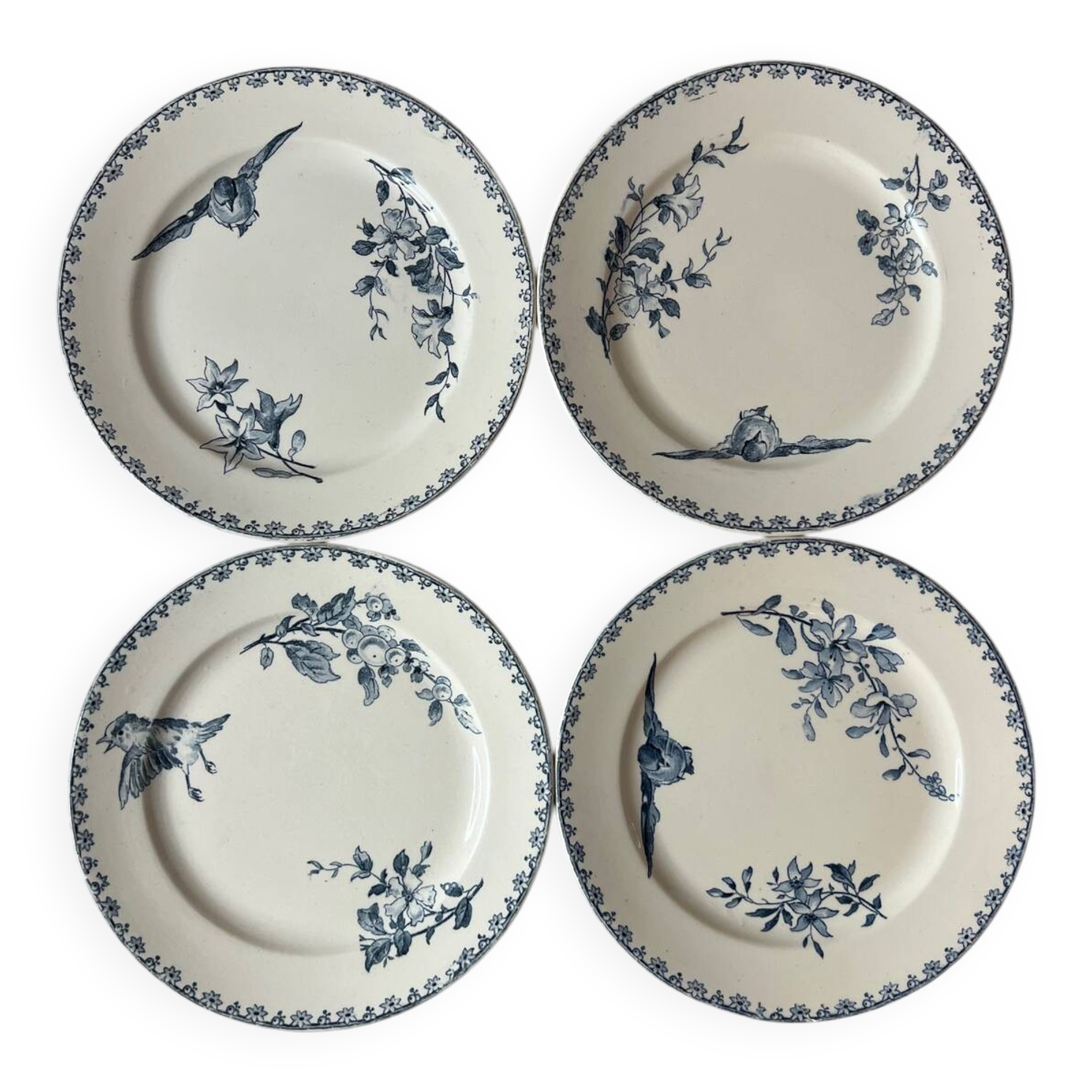 Set of 4 Sarreguemines Favorite ironstone dessert plates