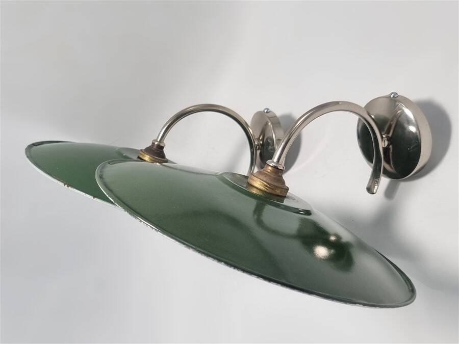 Pair of enamelled sheet metal wall lights