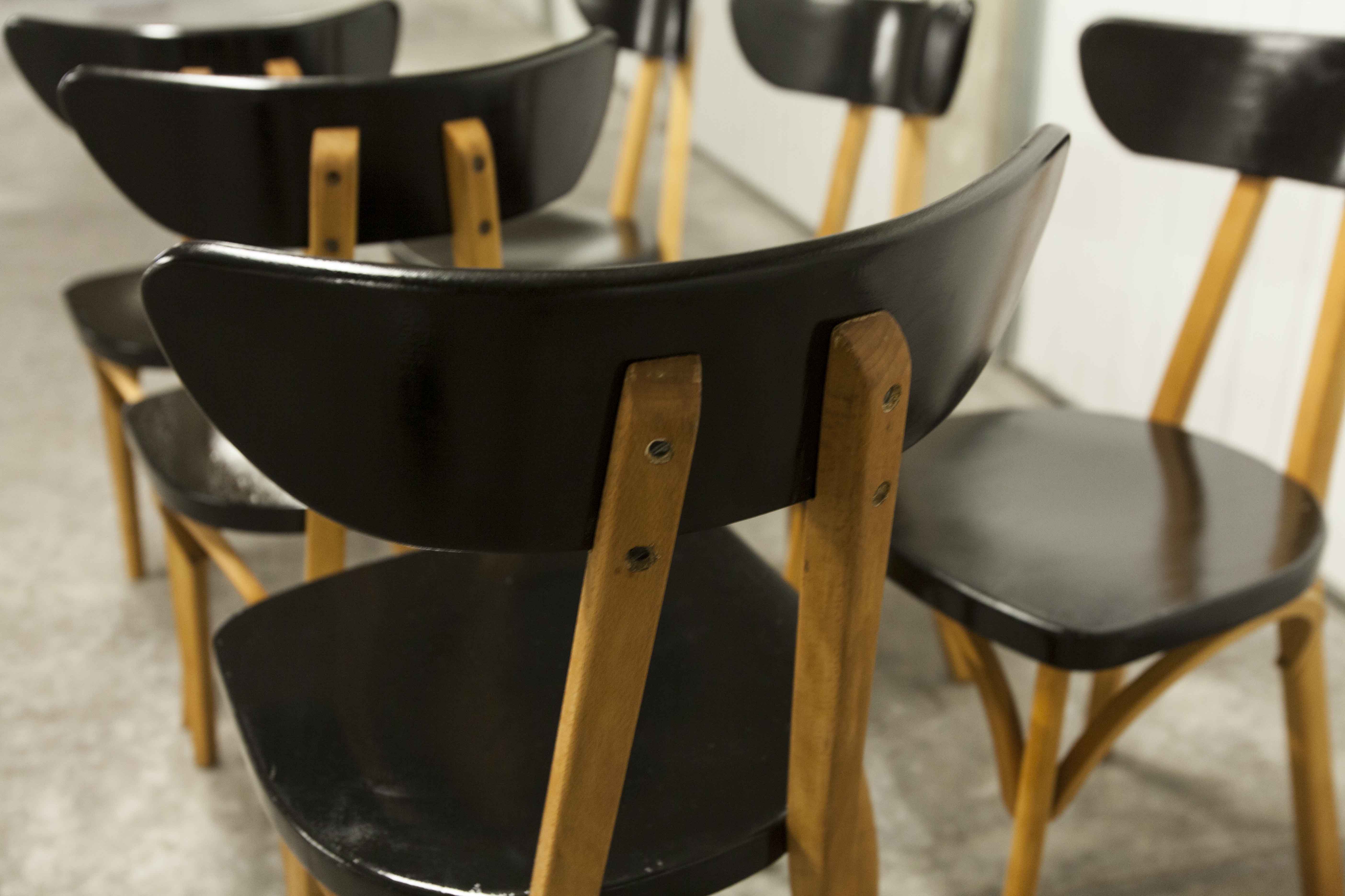 Set of 6 restored Luterma "banana" chairs