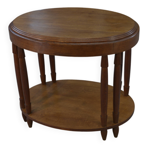 Table ovale en chêne massif art déco 1930
