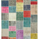 Handwoven anatolian 206 cm x 300 cm multicolor patchwork carpet