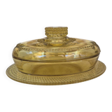 Amber glass butter dish, 1940