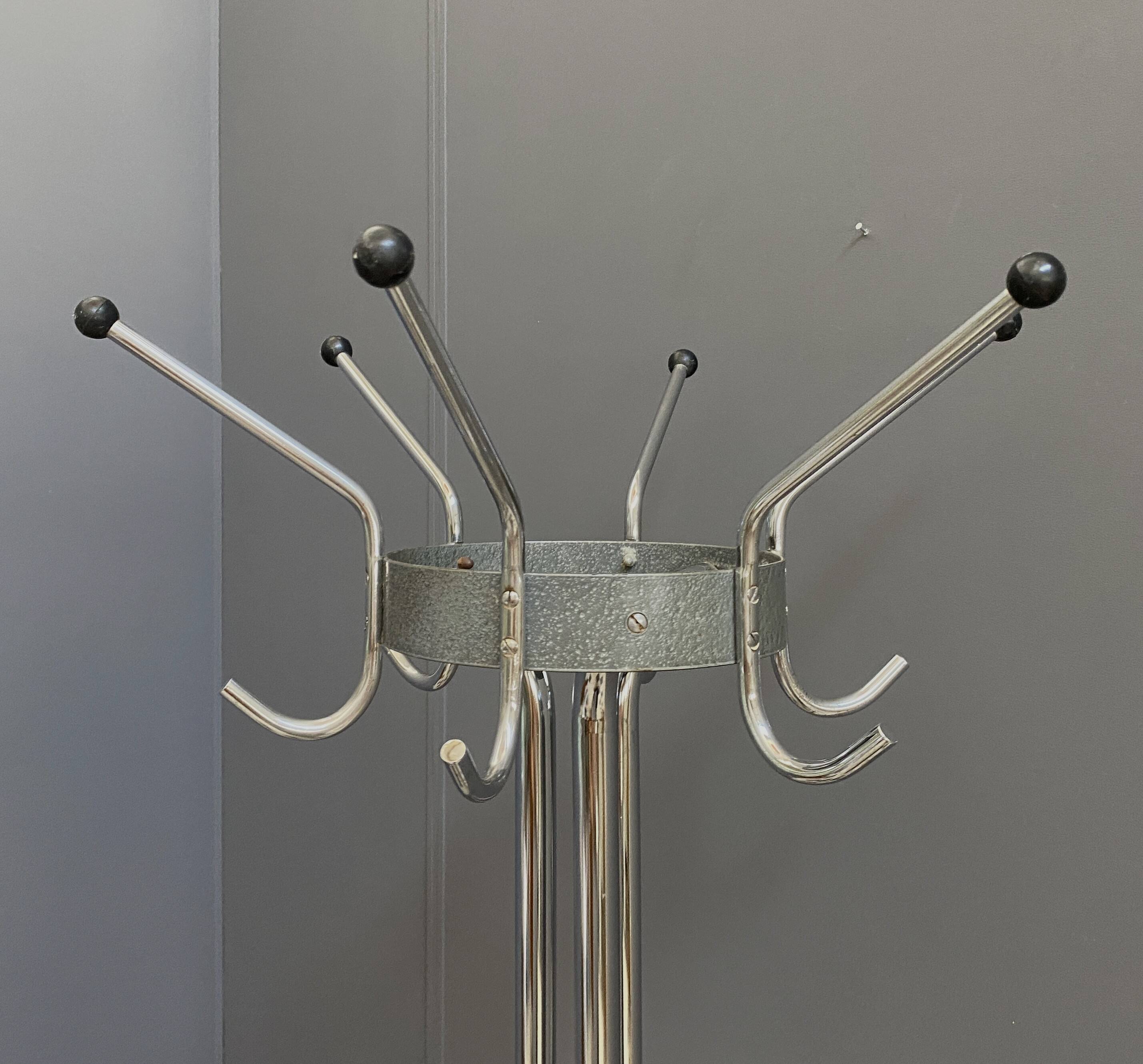 Tubax chrome standing coat rack 1960s