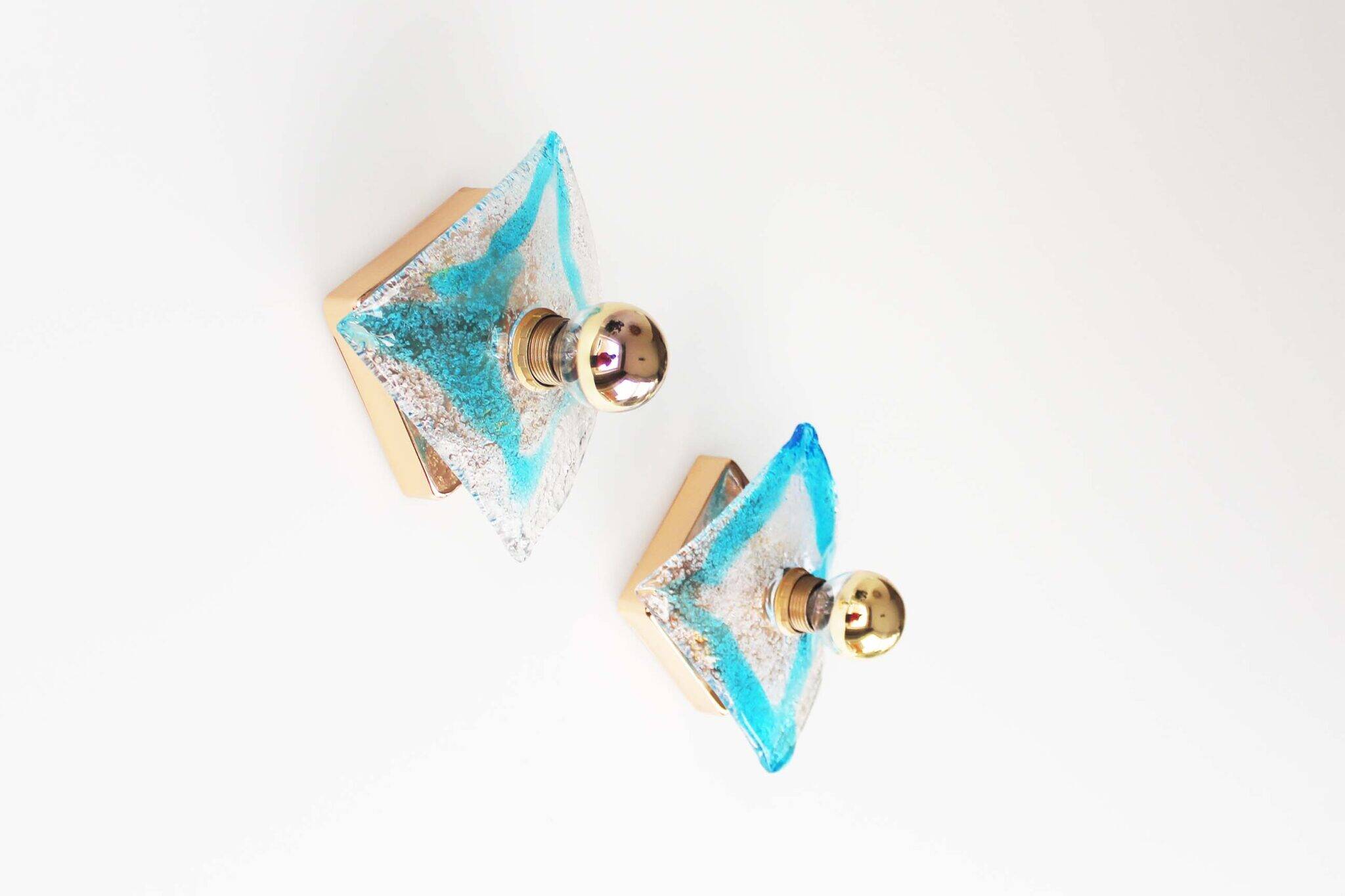 Pair of 1970's Murano Glass Wall Sconces by AV Mazzega