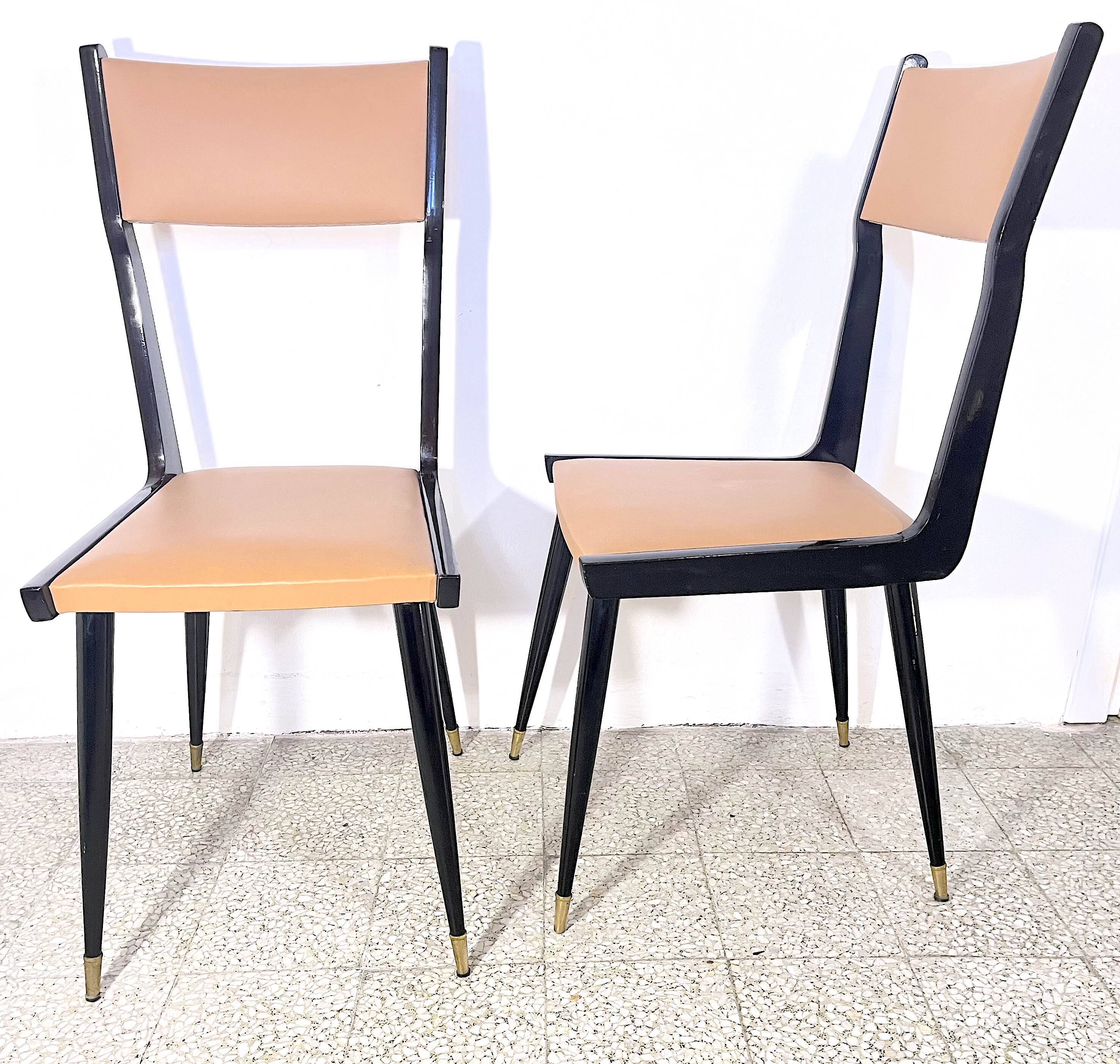 Pair of Carlo De Carli style chairs, Italy 1950s