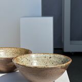 Duo of ceramic bowls interior glazed exterior matt raw earth