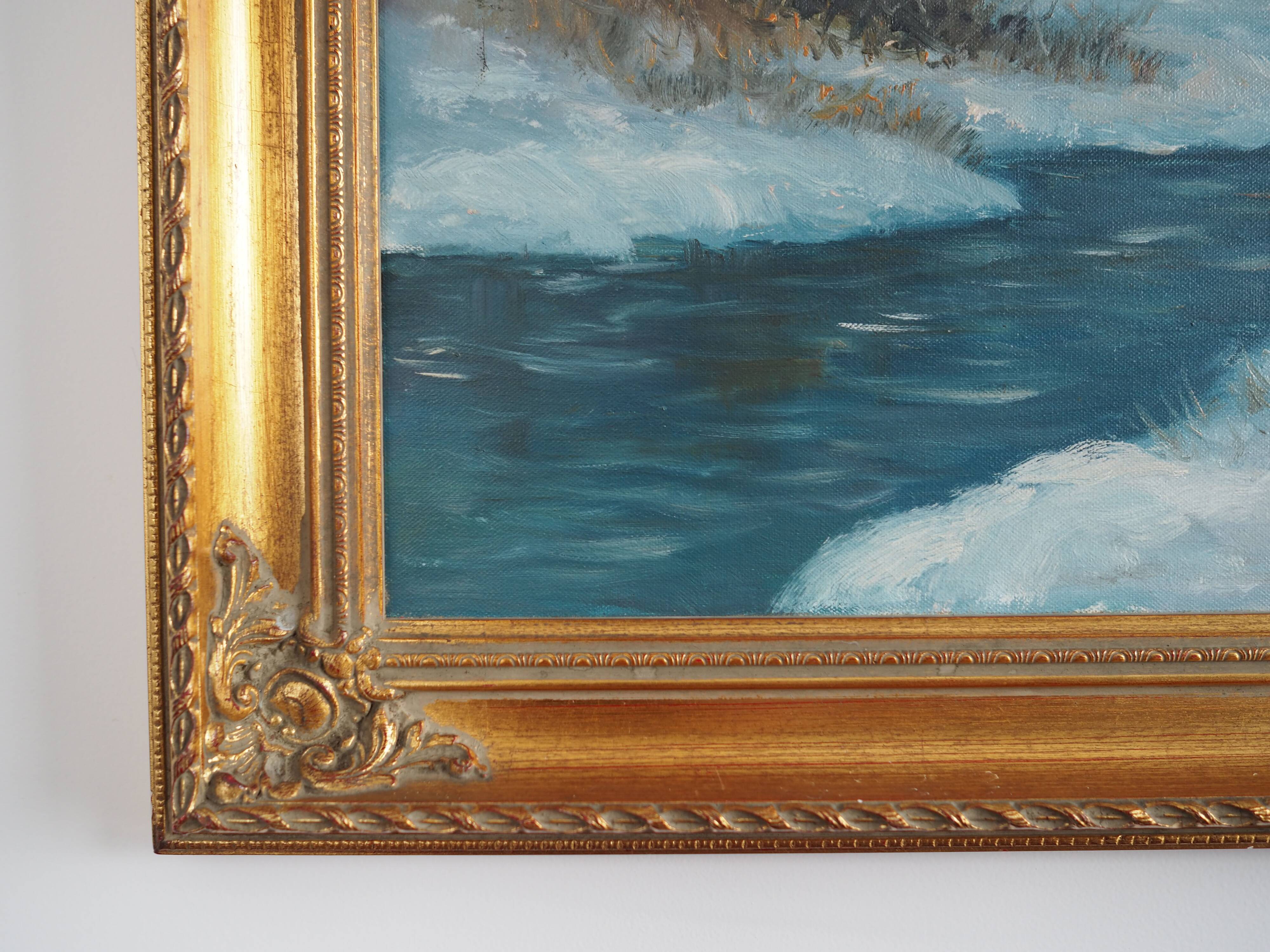 Painting „The Winter Brook”, Scandinavian design, 1970s