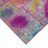 Handwoven Oriental Overdyed 168 cm x 245 cm Multicolor Patchwork Carpet