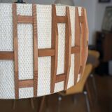 Pair of Scandinavian wooden and fabric pendant lights from the 60s