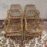 Rattan and Bamboo Folding Armchairs Valencia Spain 60'S