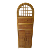 Vintage Library - 2 drawers - Woven rattan cupboard - 1980s - natural