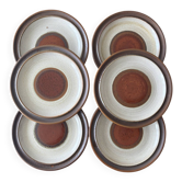 Lot 6 assiettes à dessert Denby England vintage – Grès émaillé brun et