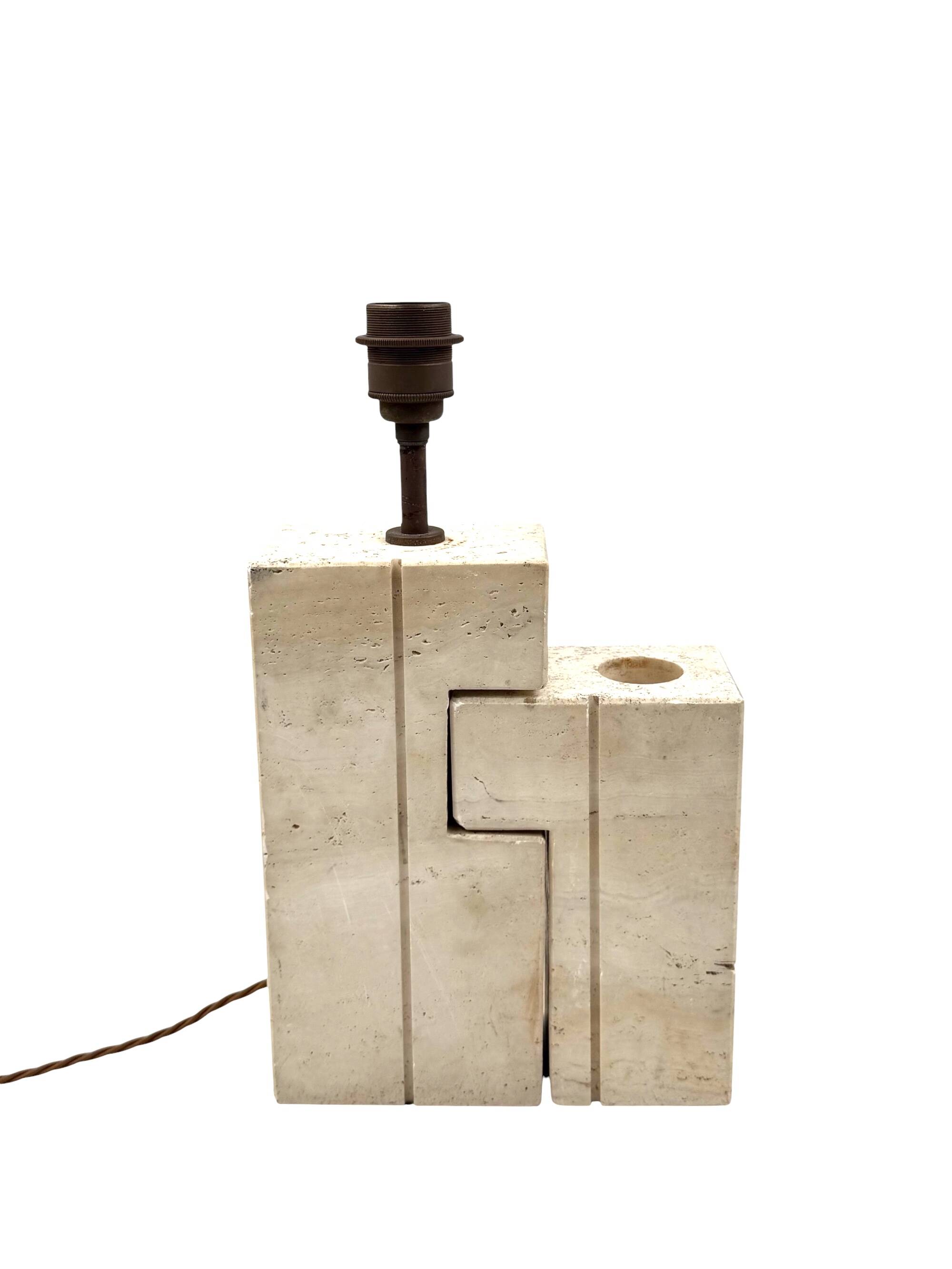 Mid-century modern travertine table lamp, Nucleo Sormani Italy 1960s