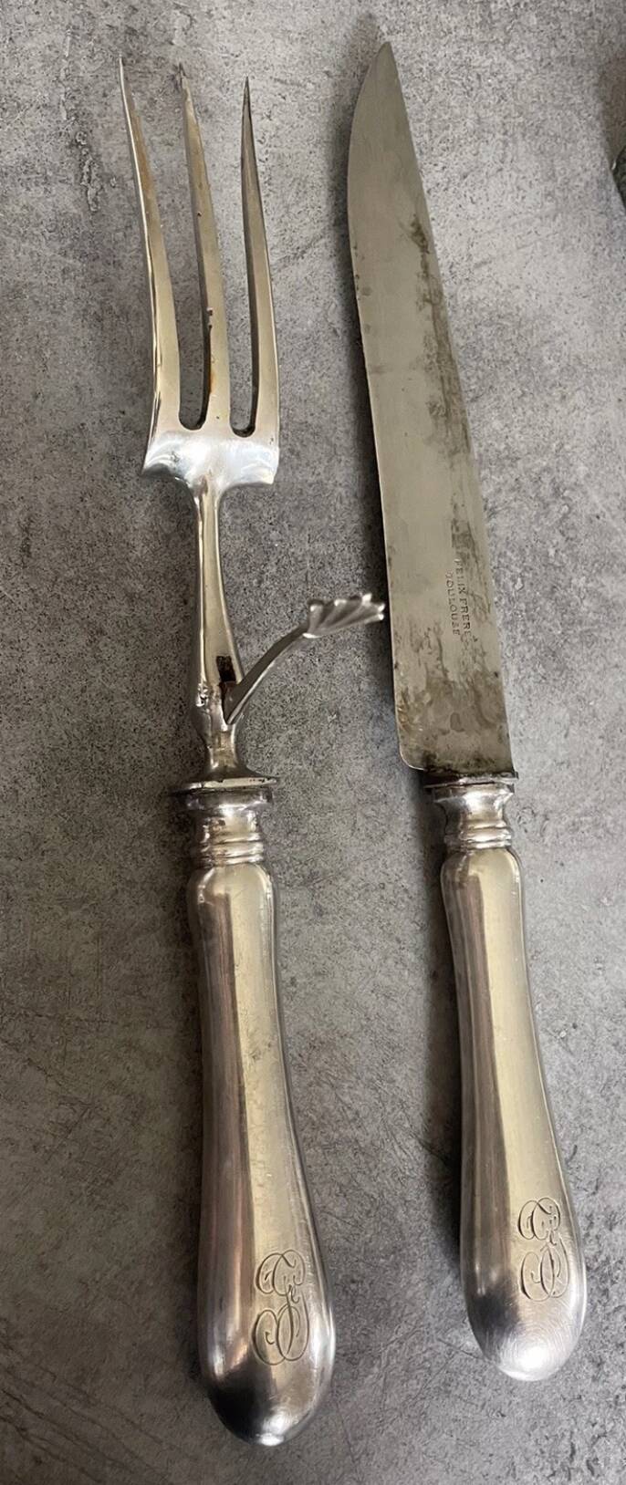 Carving cutlery set for leg of lamb, félix frères silverware