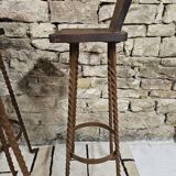 Set of 8 brutalist wrought iron bar stools 1970"
