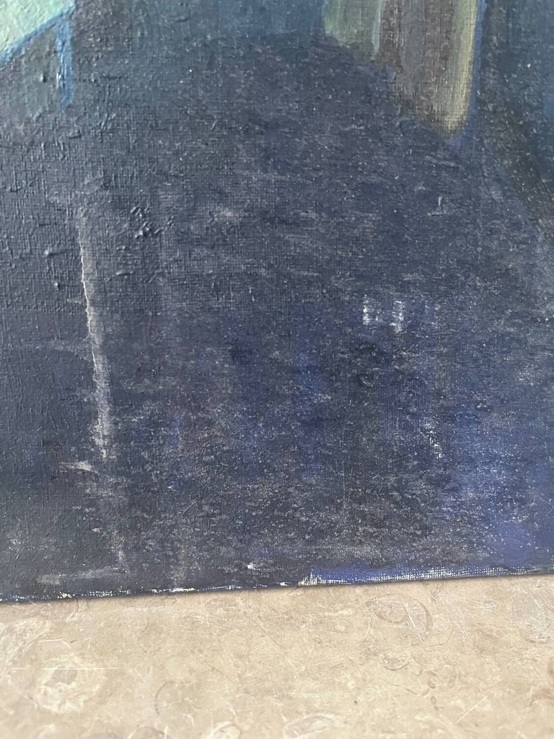 "Face to face with my dog", original oil on canvas