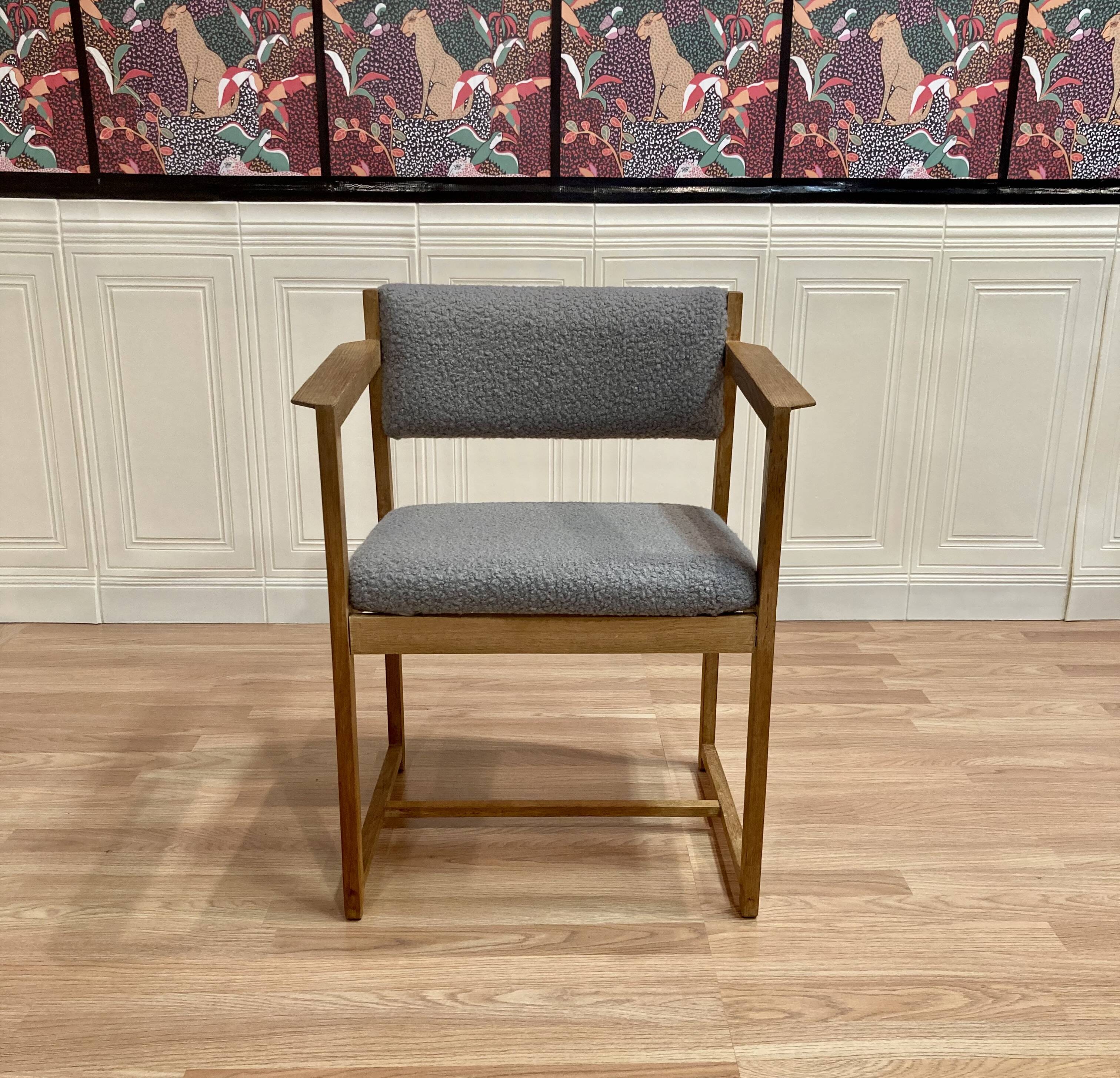 Oak chair design and scandinavian stamp 1950.