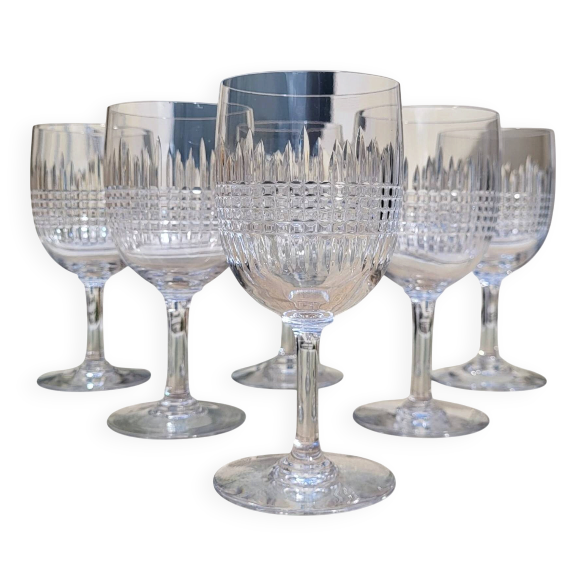 6 verres à eau en cristal Baccarat modèle Nancy