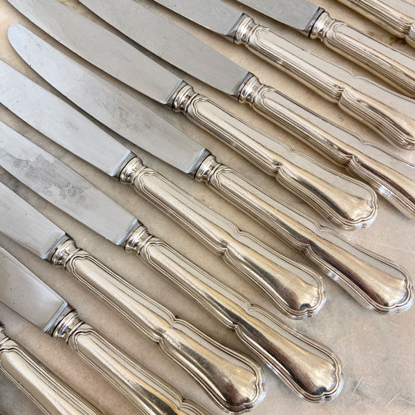 Series of 12 old knives, silver metal