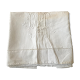 Drap ancien brodé - monogramme DF