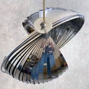 Space Age chrome aluminium moon hanging lamp,  slat lamp