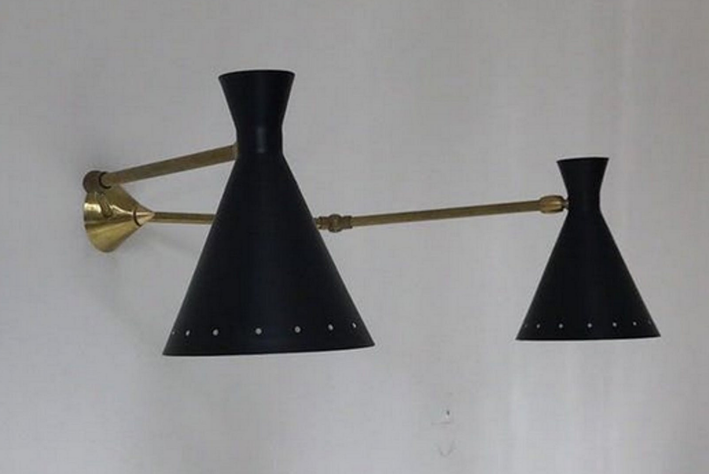 Murable applied Italian double  Lampshade black painted metal