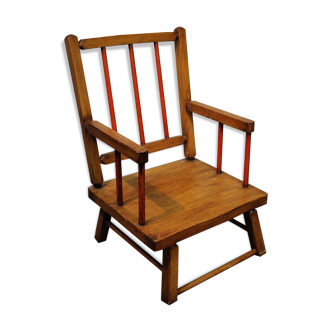 Fauteuil bas enfant bois années 60