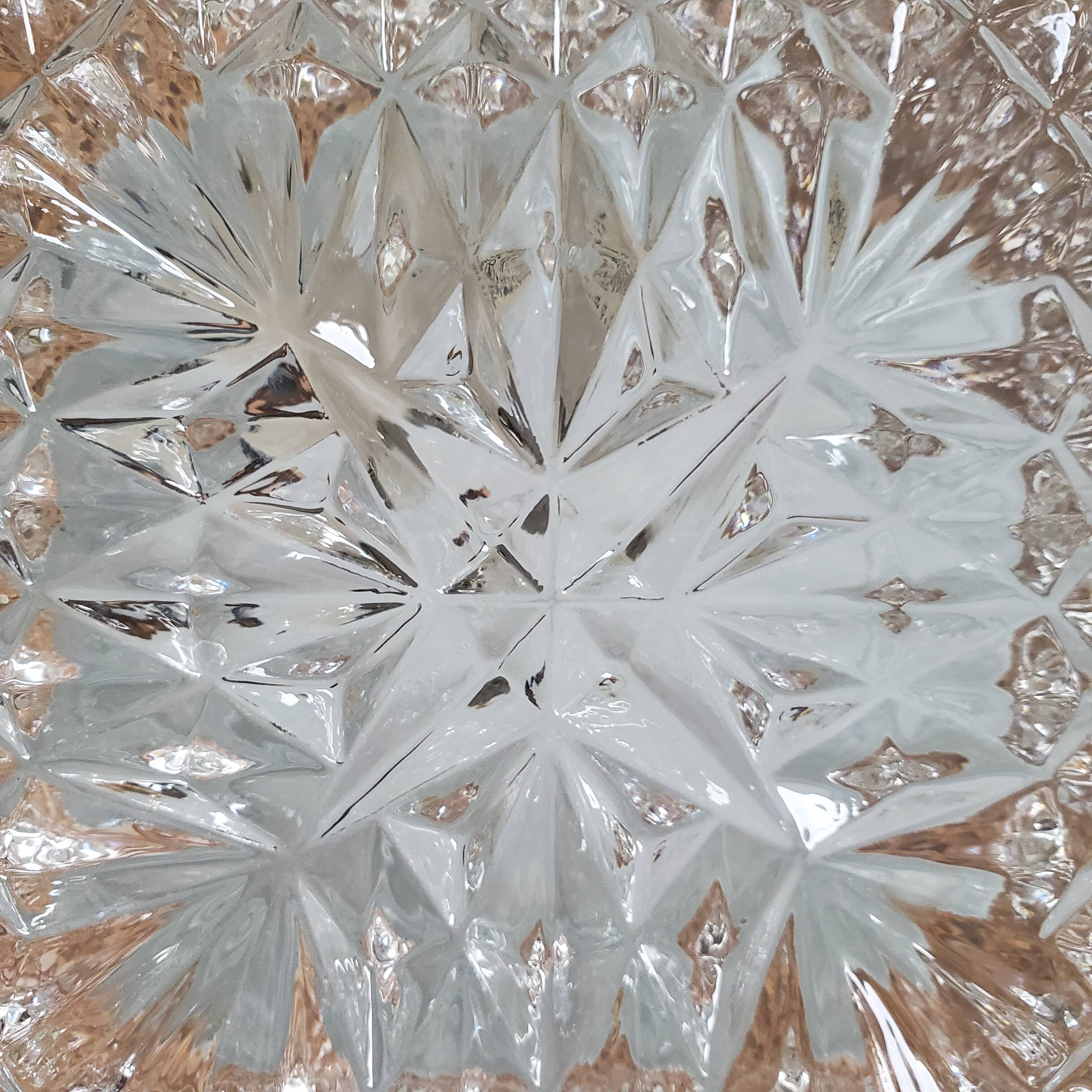 Square vintage ceiling lamp in molded glass