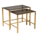 Nested tables in brass and smoked glass.