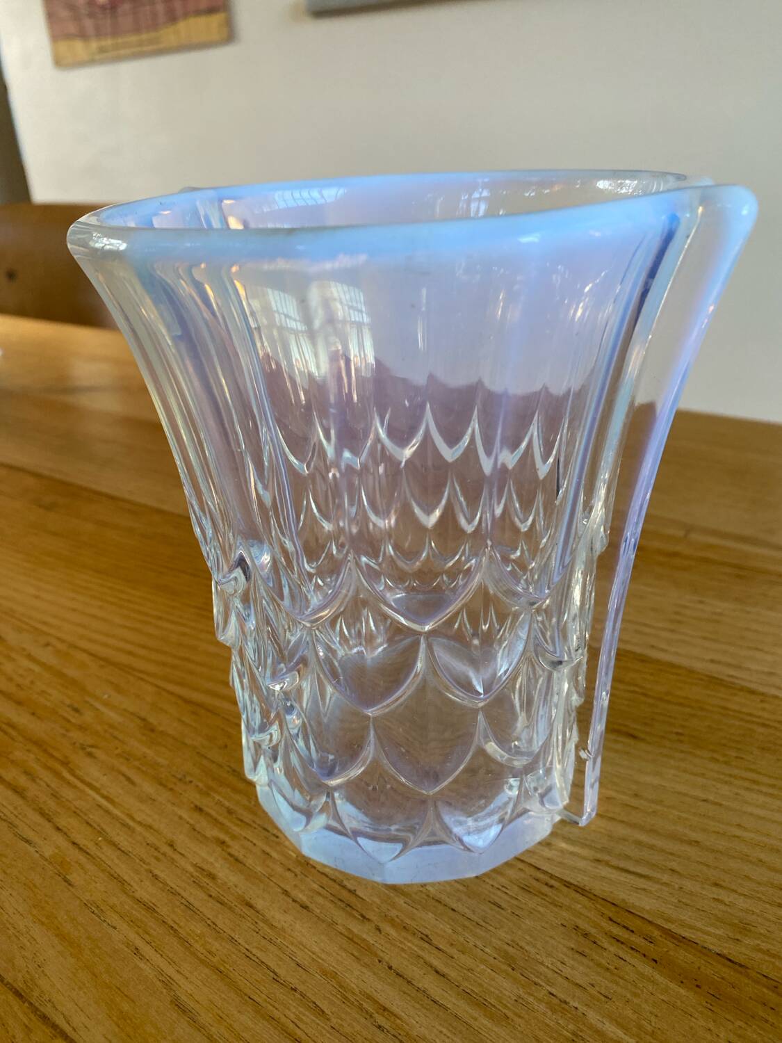 Blue iridescent glass vase