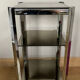 1970s sofa end harness in chromed metal, 3 removable shelves smoked mirrors (available)