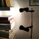 Mid century modern black metal floor lamp with 2 spot lights